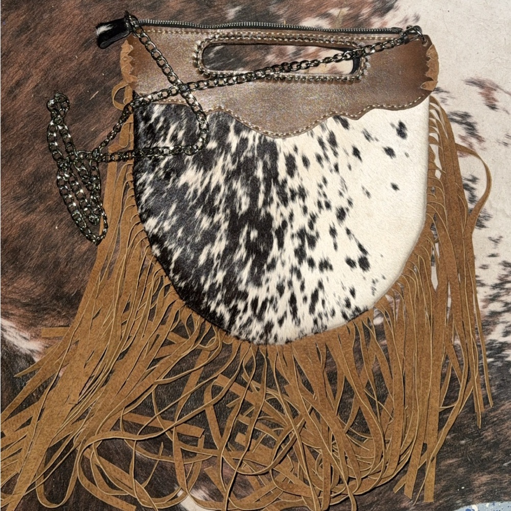 Fringe Cowhide Crossbody Bag